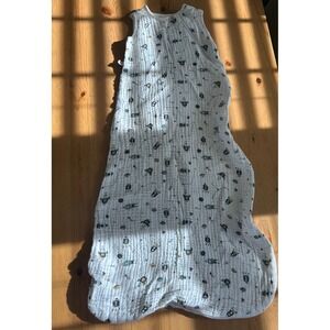 Perlimpinpin Space Rocketship Muslin Cotton Sleep Sack 18-36M 0.7 TOG White